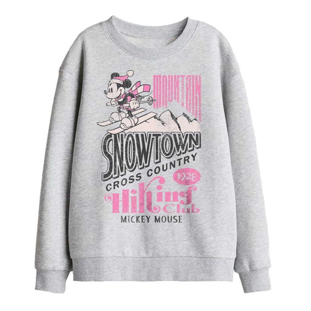 Disney (9-11 Years, Athletic Heather) Childrens/Kids Snowtown Ski Mickey Mouse Sweatshirt