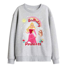 (12-13 Years, Athletic Heather) Sleeping Beauty Childrens/Kids Birthday Princess With Aurora Sweatshirt