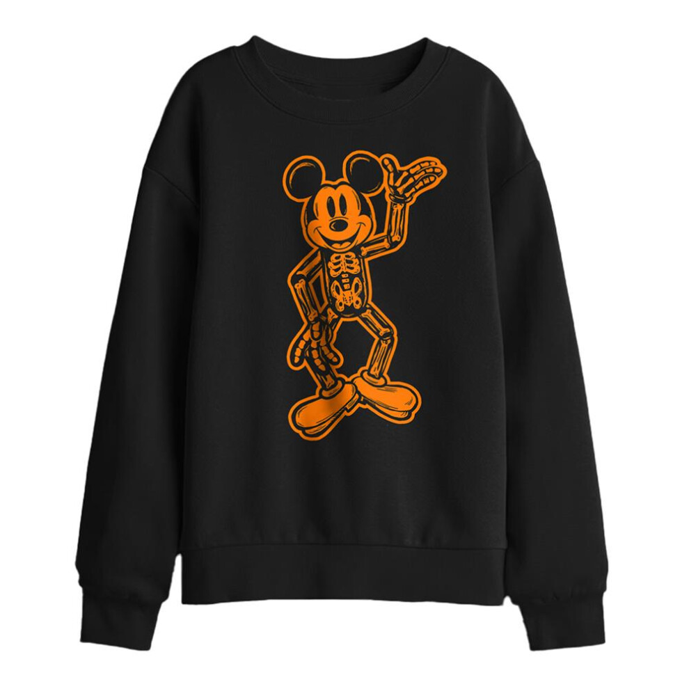 Disney (12-13 Years, Black) Childrens/Kids Mickey Mouse Skeleton Sweatshirt