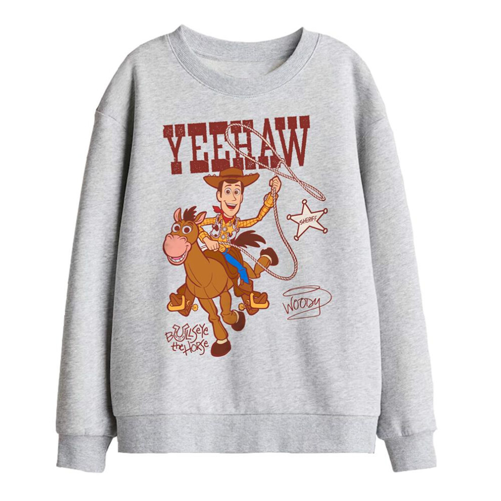 Toy Story (7-8 Years, Athletic Heather) Childrens/Kids Yeehaw Woody And Bullseye Sweatshirt