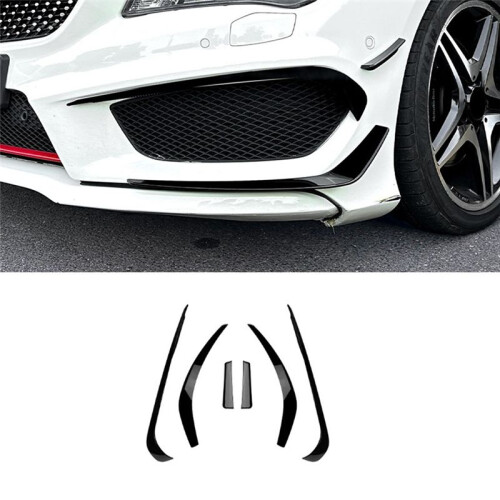 For   CLA Class C117 AMG  2013-2015 Front Bumper Lip Splitter Spoiler Diffuser Cover Trim Bright Black 2