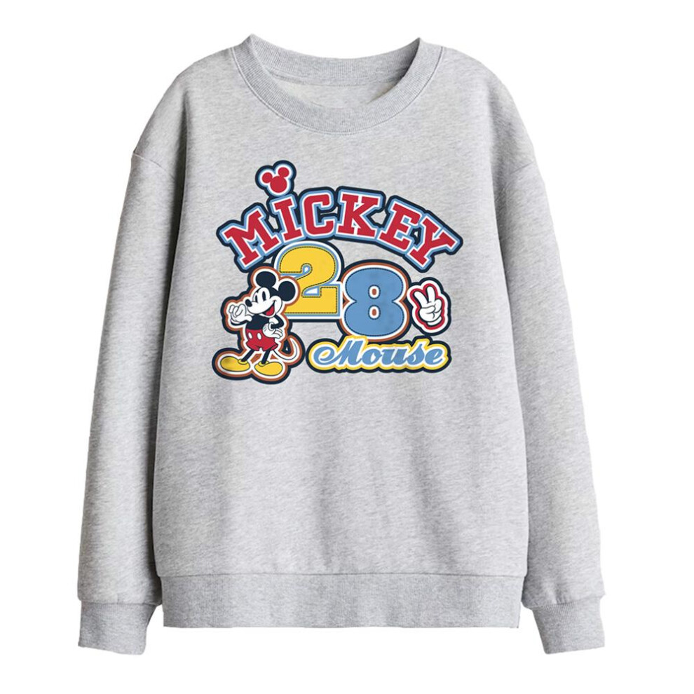 Disney (5-6 Years, Athletic Heather) Childrens/Kids 28 Mickey Mouse Badge Sweatshirt