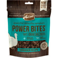 Merrick Power Bites Natural Galletas para Perros, Snack Sin Granos, Receta de Turducken - Bolsa de 6 oz