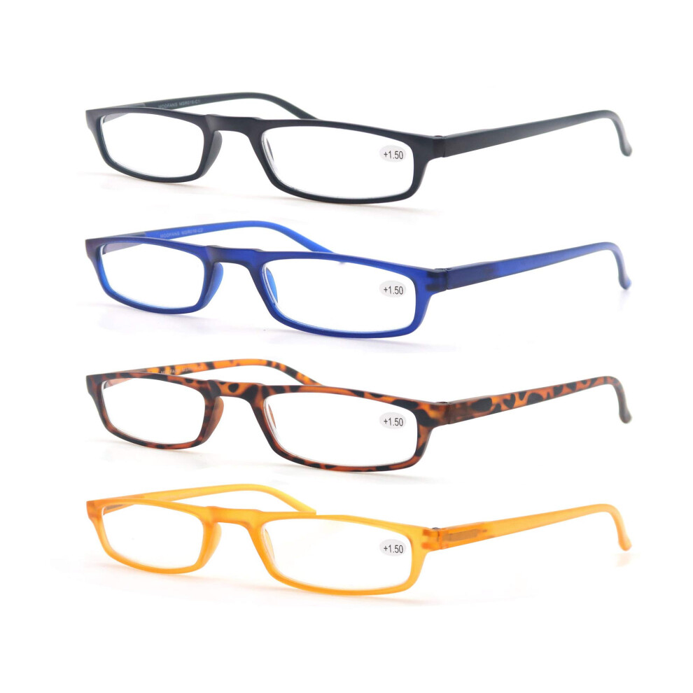 Modfans Reading Glasses +2.5-4 Pairs Fashion Readers Narrow Frame Spring Hinge For Men Women