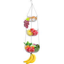 Eenvoudige Huishoudelijke Moderne 3-Laags Hangende Fruitmand, Chroom