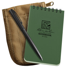 Rite in the Rain Weatherproof 3" x 5" Notitieboek Kit: Tan CORDURA Hoes, 3" x 5" Groen Notitieboek, en Pen