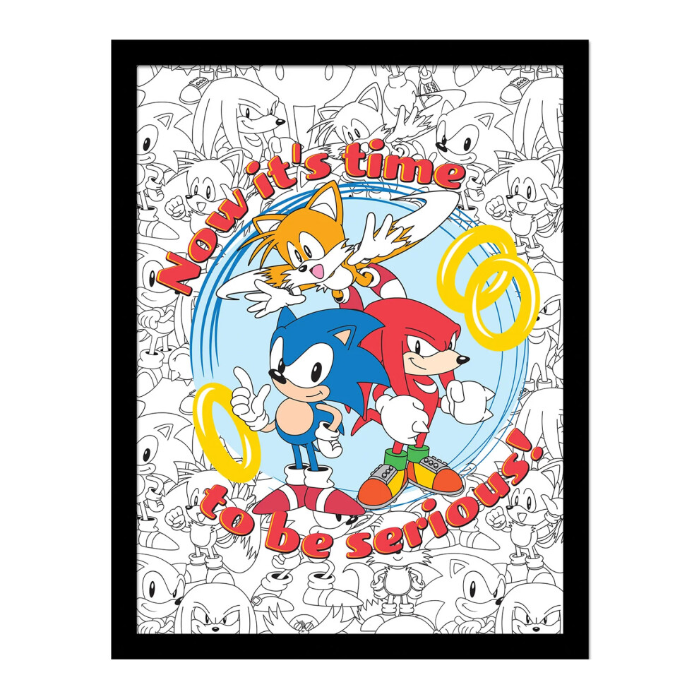 Sonic The Hedgehog It's Time To Be Serious Framed Poster