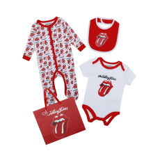 (0-3 Months, White/Red) Amplified Baby The Rolling Stones Babygrow Set (Pack of 3)