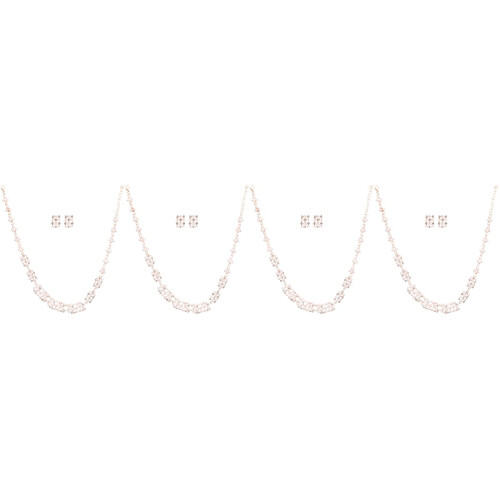 4Sets Brautaccessoires Schmuckset Halskette Ohrringe Hochzeit 2