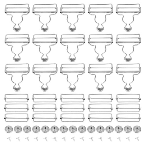 100Sets Smooth Silver Metal Buttons for Overalls Adjustable Suspenders