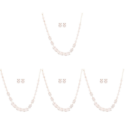 4Sets Brautaccessoires Schmuckset Halskette Ohrringe Hochzeit 1