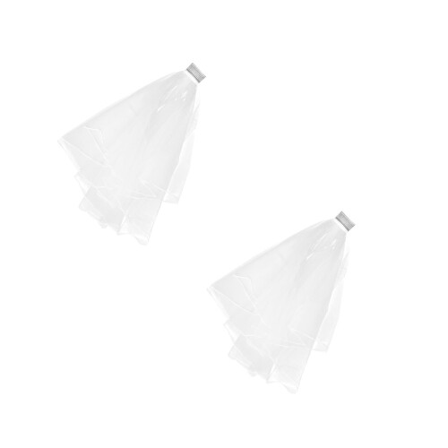 2Pcs White Bridal Veil Mesh Mantilla Double Layer Yarn Veil with Comb 2