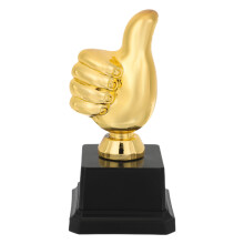 2Pcs Mini Golden Plastic Thumbs Up Trophy for Basketball Soccer Awards