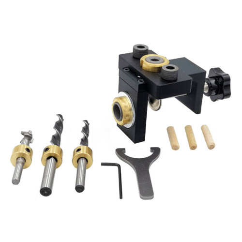 2Sets Woodwork Drilling Locator Black Aluminum Punching Location Tool
