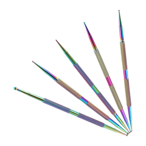 20Pièces Ensemble Outils Métalliques Nail Art Dotting Pen Multicolor Double