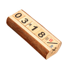 3Pcs Wooden Desktop Calendar DIY Table Decoration Light Brown