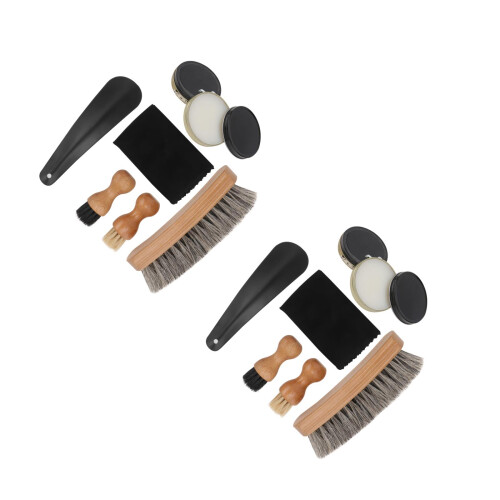 2Ensembles Kit Nettoyage Chaussures Cuir Crème Et Brosse 2