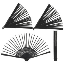 12Pièces Cadres D'éventail Pliables En Bambou Noir Pour DIY Artisanat