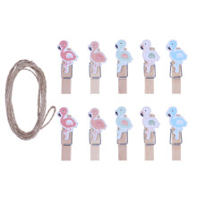 20Pièces Clips Bois Flamant Rose Créatifs Pour Cadeaux Décorations