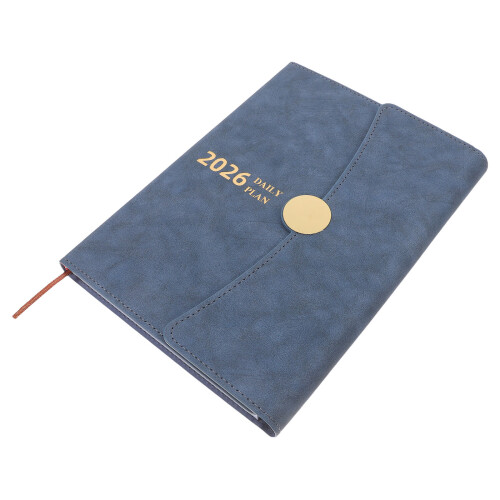 2Pcs Stylish Grey PU Task Planner Notebook with Monthly Index