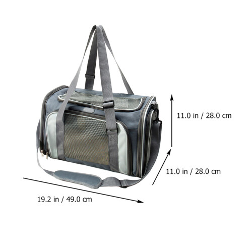 1Pc Durable Light Grey Pet Handbag with Ventilated Oxford Fabric 2