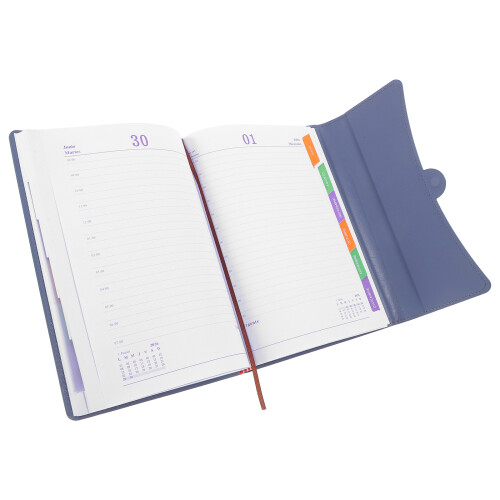 2Pcs Stylish Grey PU Task Planner Notebook with Monthly Index 1