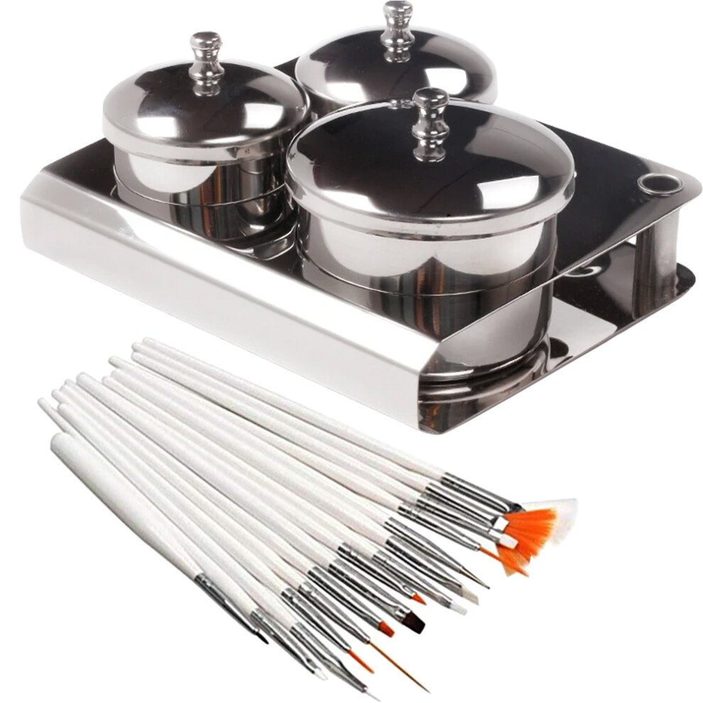Ohphcall 4Sets Lightweight Manicure Cups Stainless Steel Nail Powder Storage