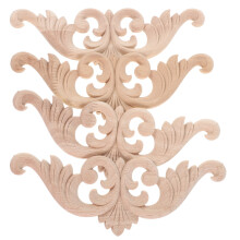 8Pcs Beige Wood Onlays Carved Appliques for DIY Furniture Decoration