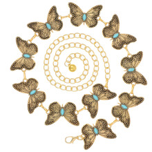 3Pcs Multi Color Metal Waist Chain Butterfly Body Jewelry