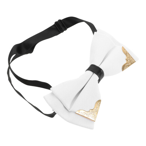 3Pcs White Formal Bow Ties for Men Adjustable Polyester Metal Accent 1