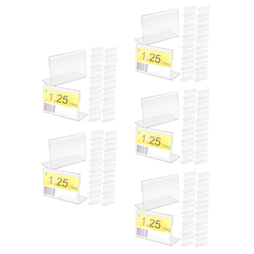 150Pcs Transparent Acrylic Sign Holders Slanted Table Display Stands 1