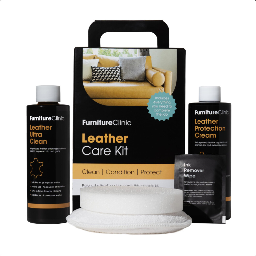 Furniture Clinic Leather Furniture Care Kit - Premium Cleaning Kit For Sofas & Furniture - 250Ml Cleaner & Conditioner Â For All T 95423050