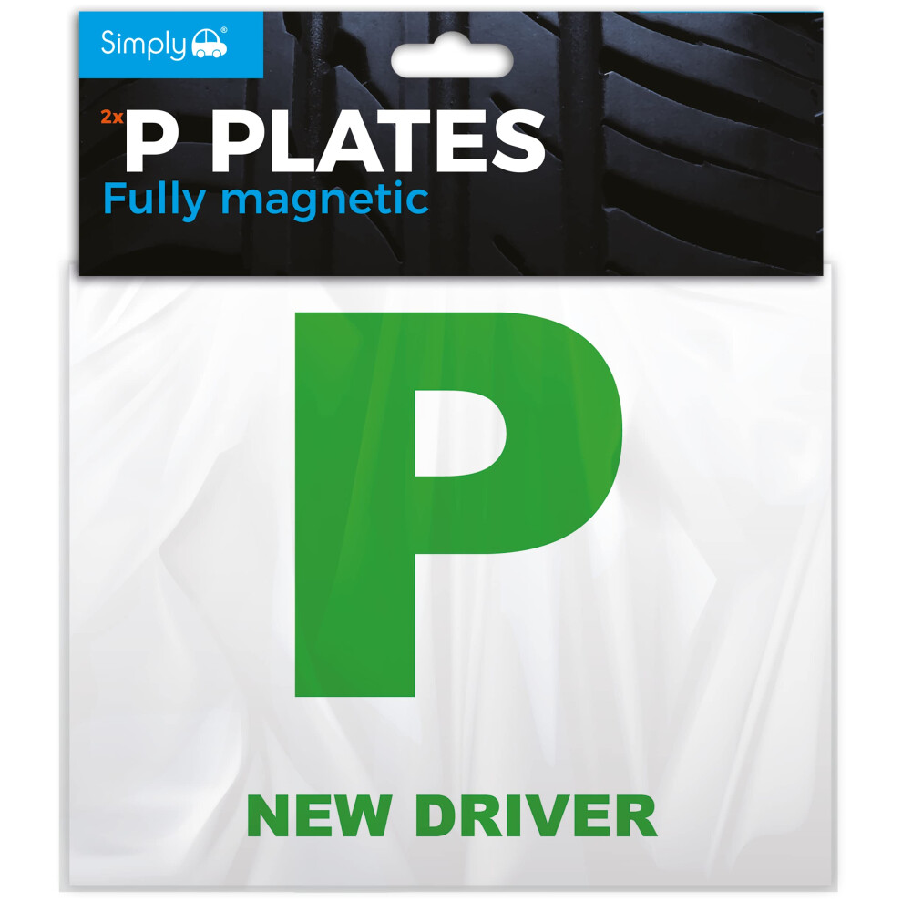 Simply Tl1100 Pack Of 2, Fully Magnetic Car P-Plates Twin Pack For New Drivers, Easy To Attach And Remove, Strong Magnet Backs For Vehicles 85226593