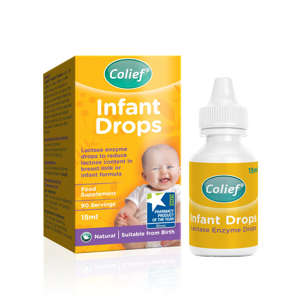 Colief Infant Drops | Lactase Enzyme Drops | Natural Colic Relief For Babies | Reduces Bloating, Wind And Crying | (15Ml)