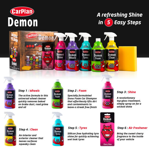 CarPlan CarPlan Demon 7pc Car Care Gift Pack - Includes Demon Shine, Wheels, 2