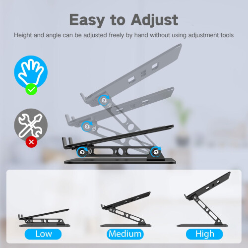 Nayka Adjustable Laptop Stand for Desk, Metal Foldable Laptop Riser 2