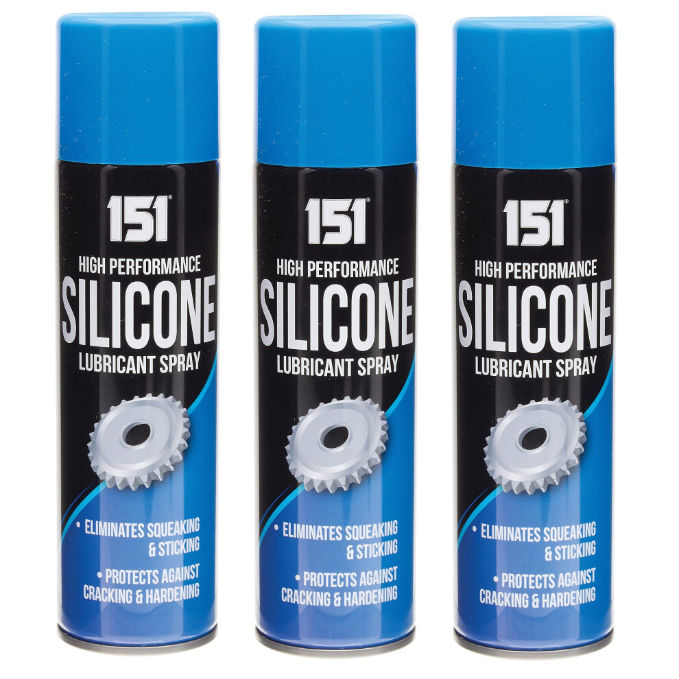 151 Products Silicone Lubricant Spray - 3 Pack, 200Ml Each, Eliminates Squeaking & Sticking, Protects Against Cracking & Hardening 44290436