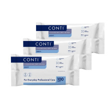 Conti Soft Large Patient Cleansing Dry Wipes (3 Packs of 100 Dry Wipes)