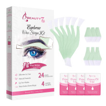 Beauty7 Wax Strips for Face, Eyebrow Shaper Pre-cut, 24pcs Waxing