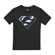 (7-8 Years, Black) Superman Boys Chrome Logo T-Shirt