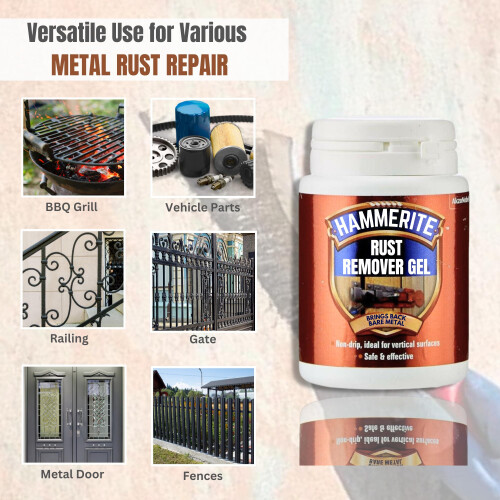 Rust Remover for Metal Bundle with 100ml Hammerite Rust Remover Gel Wire Br 2