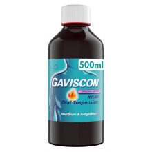 Gaviscon Original Aniseed Liquid 500ml - Heartburn & Acid Reflux Relief, Fast-Acting Formula, Protective Barrier, Long-Lasting Comfort, Suitable for