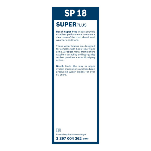 Bosch Bosch Wiper Blade Super Plus SP18, Length: 450mm  Single Front Wiper Blades 2