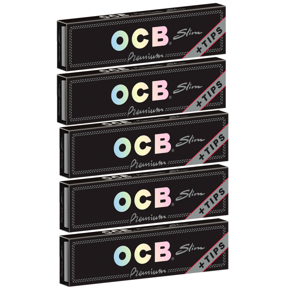 5 Booklets Ocb Premium Slim Rolling Paper King Size + Filter Tips By Ocb 87746204