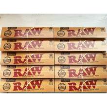 10 Pack of Raw Paper RAW King Size Slim Rolling Papers 10 Booklets =