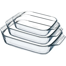 Pyrex 8023510 Set of 3 Borosilicate Glass Oven Plates