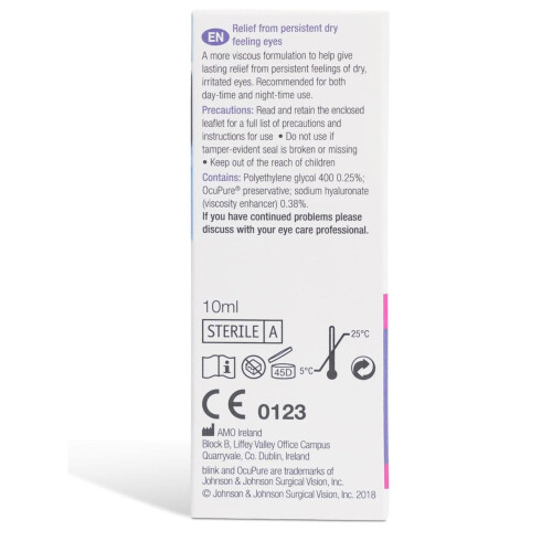 Blink Intensive Plus Liquid Gel Eye Drops for Dry Eyes, 10 ml 2