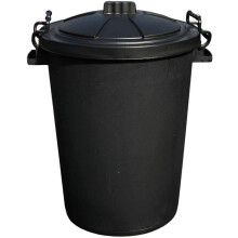 OptiProducts Black 50L 50 Litre Extra Large Heavy Duty Plastic Bin Dustbin, Storage Unit with Locking Lid for Home Garden Rubbish