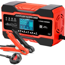 12V/24V 10Amp Car Battery Charger, Automatic Battery Charger with Temperature Compensation, Repair/Maintains for Cars SLA, AGM, WET & GEL Lead Acid B