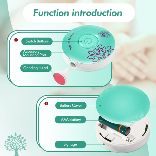 Brencco Electric Nail File for Baby with Six Interchangeable Grinding